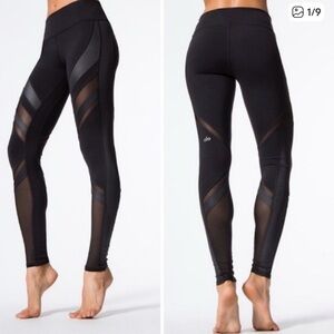 ALO Yoga Black Leggings with Mesh Accents